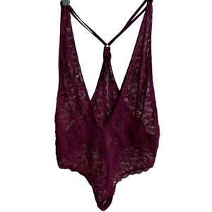 Victoria’s Secret Purple Lace Teddy Halter Neck Plunge Back Size Large